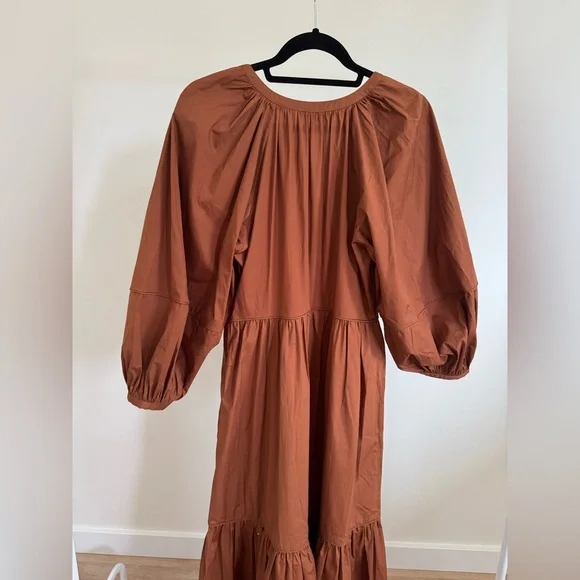 New Staud Elegant Brown Maxi Dress size 4 - Picture 4 of 8
